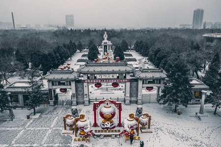 年味-你好2020-建筑-雪-仿古建筑 图片素材