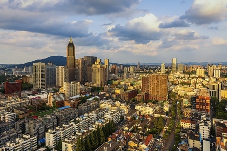 夕照-城市夕阳-南京-新街口-城市 图片素材