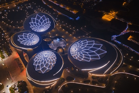 天鹅-高角度-航拍-夜景-灯光 图片素材