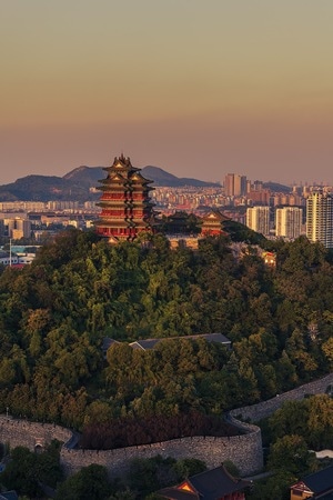 晚霞-夕阳-南京-城市-阅江楼 图片素材