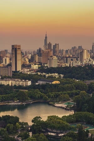 城市-南京-落日-夕阳-晚霞 图片素材