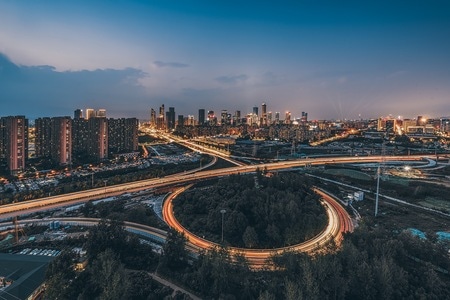 立交桥-交通-城市-夜景-长时间曝光 图片素材