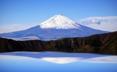 蓝-日本-富士山-雪山-蓝色 图片素材