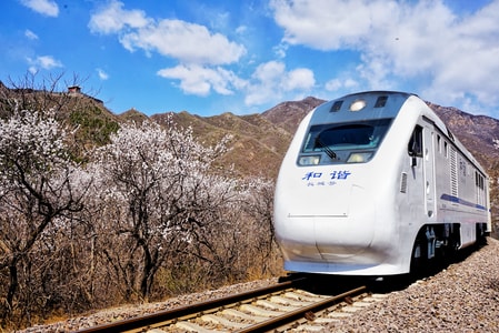 花海列车-居庸关-北京-开往春天的列车-花海列车 图片素材