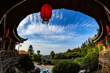 茶山竹楼-你好2020-阳光-流光溢彩-重庆市 图片素材