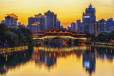成都-安顺廊桥-夜景-安顺廊桥-城市 图片素材