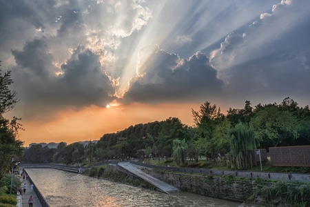 浣花溪-成都-天空-浣花溪-风景 图片素材
