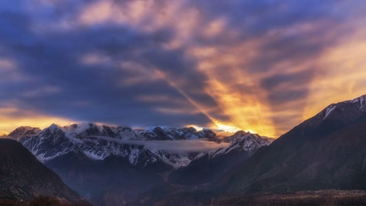 索松村-桃花风景-林芝-日出-风光 图片素材