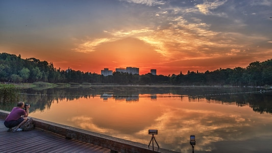 浣花溪公园-成都-朝霞-风景-风光 图片素材