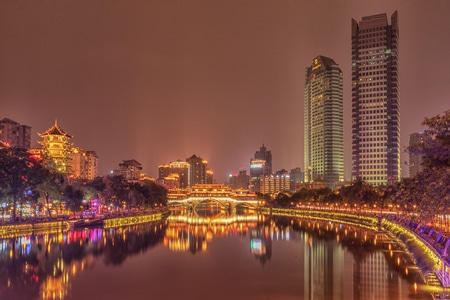 成都-九眼桥-夜景-安顺廊桥-夜景 图片素材