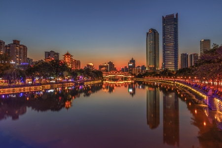 成都-安顺廊桥-夜景-夜景-城市 图片素材