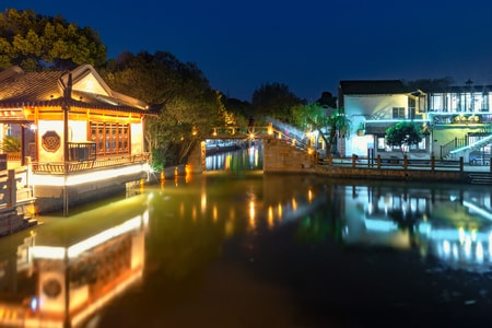 朱家角古镇-上海旅游-江南水乡-放生桥-古建筑 图片素材