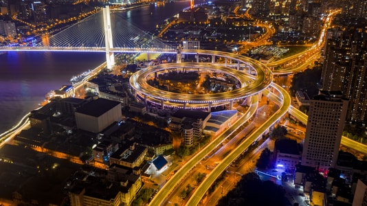 南浦大桥-城市风光-上海旅游-魔都之夜-上海夜景 图片素材