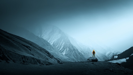 风光-雪山-青蓝色调-光-雪山 图片素材
