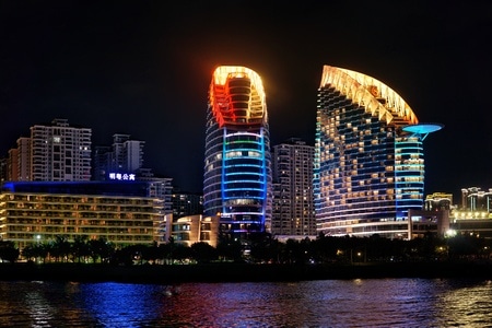 黑夜-旅行-海边-城市-长曝光 图片素材