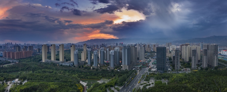 日落-城市-色彩-呼和浩特-城市 图片素材