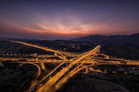 日出金光-公路-立交桥-风光-立交桥 图片素材