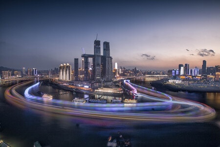 勒是雾都-夜景-朝天门-莱福士-现代建筑 图片素材