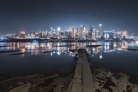 夜景-城市-江河-水域-江滩 图片素材