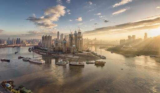 风景-城市建筑-阳光-渝中半岛-长江 图片素材