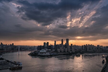 城市-江北嘴-夜色-水域-日落 图片素材