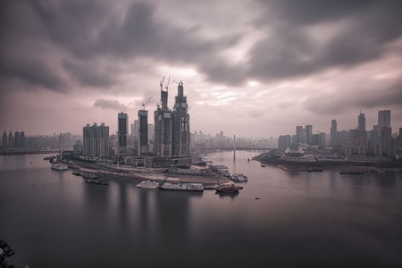 重庆-长江-大桥-落日-勒是雾都 图片素材
