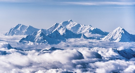 飞机上拍摄-抓拍-云端-冰川-雪山 图片素材