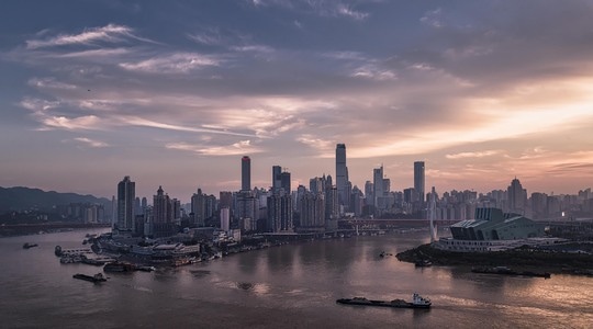 傍晚-晚霞-天空-嘉陵江-长江 图片素材