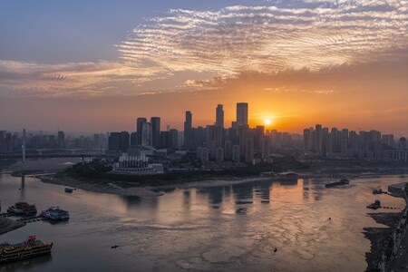 城市色彩-城市-阳光-夕阳西下-水域 图片素材