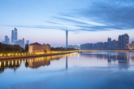 日出-城市风光-广州-海印桥-慢门拍摄 图片素材