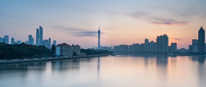 日出-城市风光-广州-海印桥-慢门拍摄 图片素材