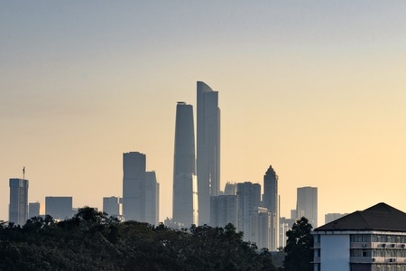 日出-城市风光-广州-海印桥-慢门拍摄 图片素材