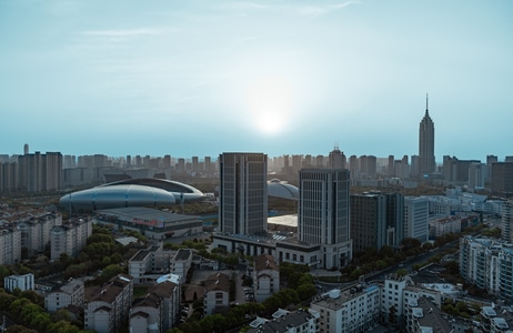 我要上封面-春回大地-春天-高视角-城市 图片素材