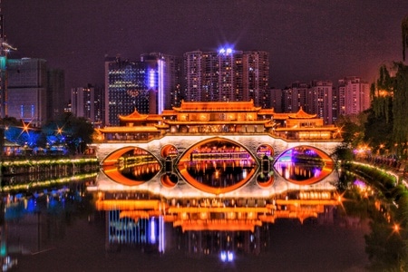 闲拍-夜景-成都-九眼桥-桥 图片素材