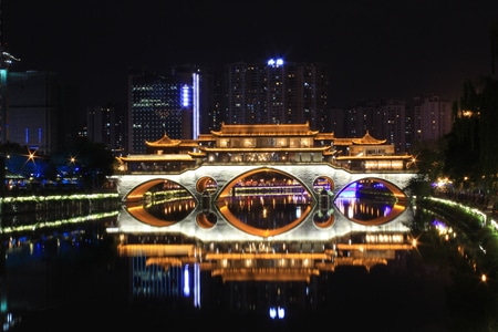 闲拍-夜景-成都-九眼桥-桥 图片素材