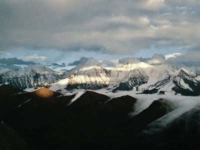 康定-冷嗄措-贡嘎雪山-风景-风光 图片素材