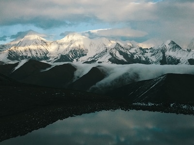 康定-冷嗄措-贡嘎雪山-风景-风光 图片素材