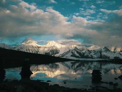 康定-冷嗄措-贡嘎雪山-风景-风光 图片素材
