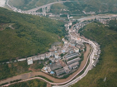 贵州省-赤水河边-风景-房屋-河流 图片素材