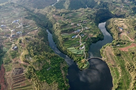 眉山市-风景-风光-梯田-河流 图片素材