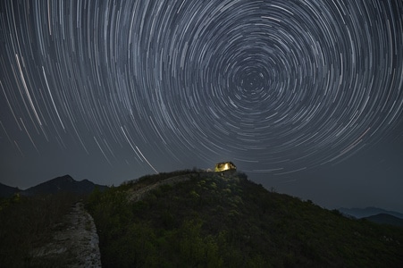 长城-流星-高山-云海-自然 图片素材