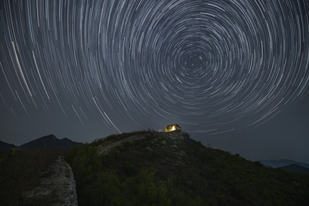 长城-流星-高山-云海-自然 图片素材