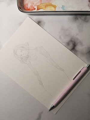 水彩-手机壁纸-手绘-人物-女性 图片素材