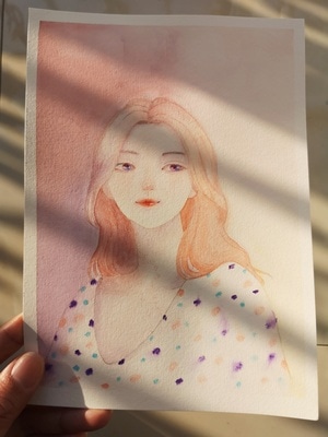 人物-手绘-水彩-手机壁纸-女人 图片素材