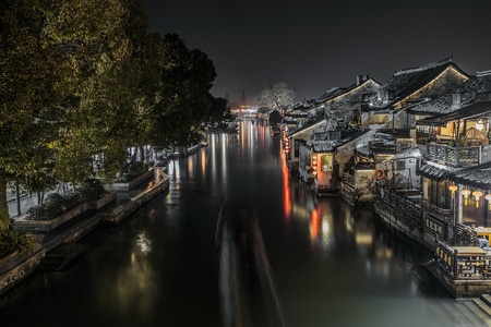 水乡-夜色-风光-城镇-夜景 图片素材