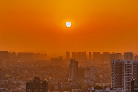 成都-夕阳西下-日落-炎炎夏日-飞机✈ 图片素材