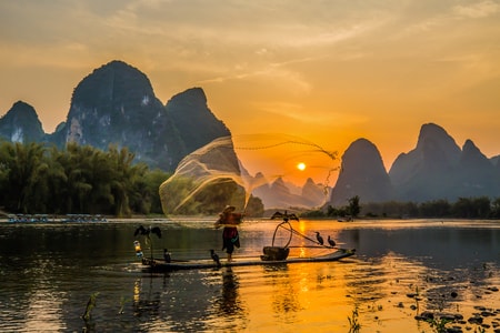 桂林-阳朔-渔翁-风景-风光 图片素材