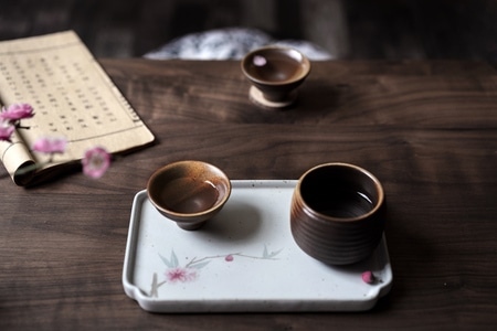 桃花-茶-禅意-中国风-意式浓缩咖啡 图片素材