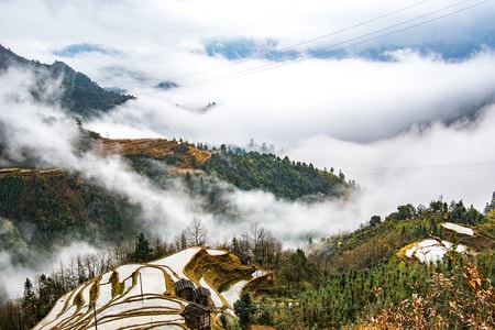 贵州-黔东南-梯田-雾-风景 图片素材