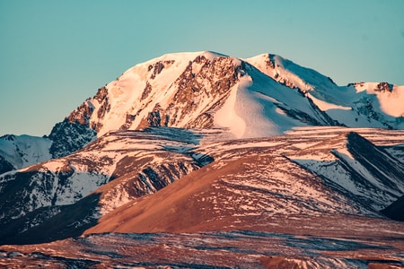 新疆-雪山-红霞-日照金山-风景 图片素材